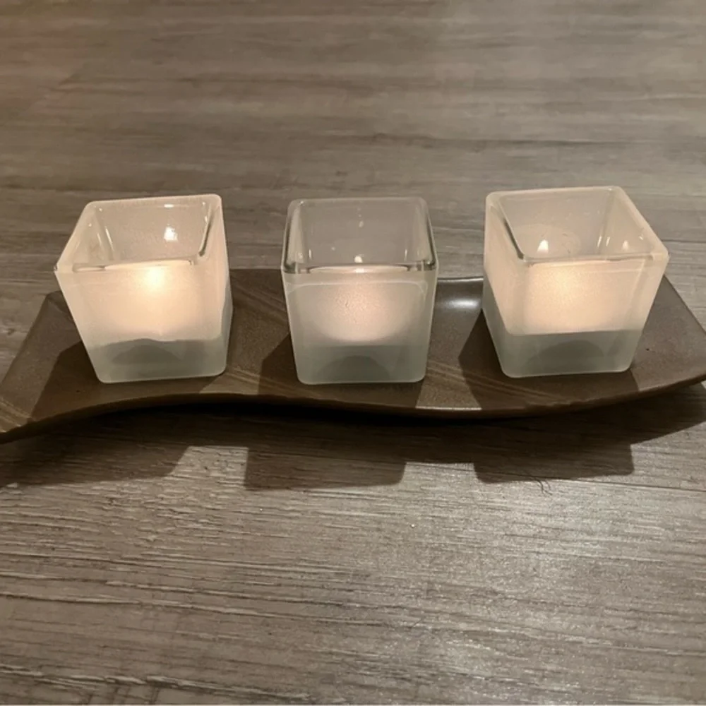 Partylite 3 Tea Light Holder Contemporary Zen - Picture 12 of 15